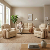 Valencia Cream Leather Electric Recliner 3+1+1 Sofa Set - Furniture Instore