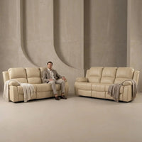 Valencia Cream Leather Electric Recliner 3+3 Sofa Set - Furniture Instore