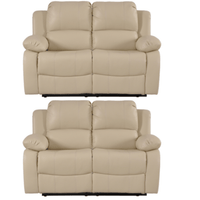 Valencia Cream Leather Manual Recliner 2+2 Seater Sofa Set - Furniture Instore