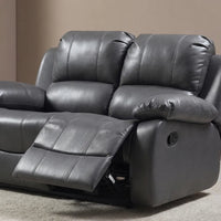 Valencia Grey Leather 2 Seater Manual Recliner Sofa - view 5 - Furniture Instore