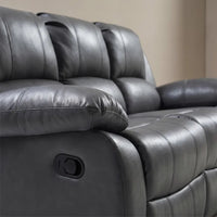 Valencia Grey Leather 3 Seater Manual Recliner Sofa - view 4 - Furniture Instore