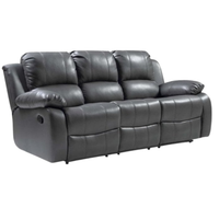 Valencia Grey Leather 3 Seater Manual Recliner Sofa - Furniture Instore