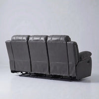 Valencia Grey Leather 3 Seater Manual Recliner Sofa - view 7 - Furniture Instore