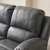 Valencia Grey Leather 3 Seater Manual Recliner Sofa - view 5 - Furniture Instore