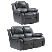 Valencia Grey Leather Manual Recliner 2+1 Seater Sofa Set - Furniture Instore