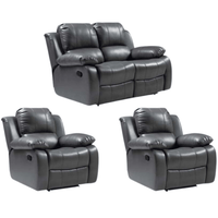Valencia Grey Leather Manual Recliner 2+1+1 Seater Sofa Set - Furniture Instore