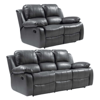 Valencia Grey Leather Manual Recliner 3+2 Seater Sofa Set - Furniture Instore