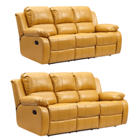Valencia Mustard Leather Manual Recliner 3+3 Seater Sofa Set - Furniture Instore