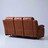 Valencia Tan Leather 3 Seater Manual Recliner Sofa - view 6 - Furniture Instore