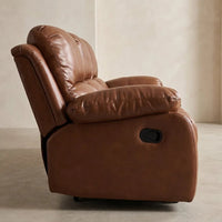 Valencia Tan Leather 3 Seater Manual Recliner Sofa - view 5 - Furniture Instore