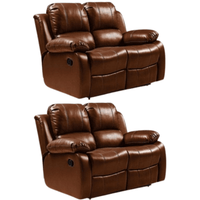Valencia Tan Leather Manual Recliner 2+2 Seater Sofa Set - Furniture Instore