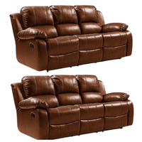 Valencia Tan Leather Manual Recliner 3+3 Seater Sofa Set - Furniture Instore