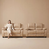 Valerie Cream Leather Modern 2+2 Seater Sofa Set - Furniture Instore