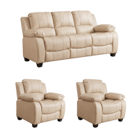 Valerie Cream Leather Modern 3+1+1 Seater Sofa Set - Furniture Instore