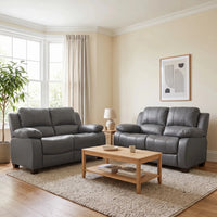 Valerie Grey Leather 2+2 Seater Sofa Set - Furniture Instore