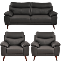 Vantage Grey 3+1+1 Sofa combo front facing on white background, showing cushions, clean lines, and
