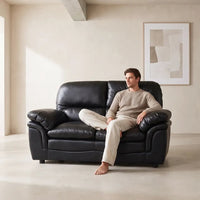 Verona Black Leather 2 Seater Sofa - Furniture Instore