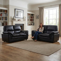 Verona Black Leather 2+2 Seater Sofa Set Collection - Furniture Instore