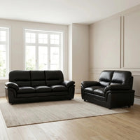 Verona Black Leather 3+2 Seater Sofa Set Collection - Furniture Instore
