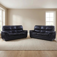 Verona Black Leather 3+3 Seater Sofa Set Collection - Furniture Instore