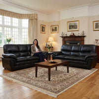 Verona Black Leather 3+3 Seater Sofa Set Collection - Furniture Instore