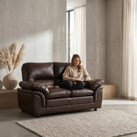 Verona Brown Leather 2 Seater Sofa - Furniture Instore