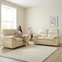 Verona Cream Leather 2+2 Seater Sofa Set Collection - Furniture Instore