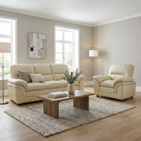 Verona Cream Leather 3+1 Seater Sofa Set Collection - Furniture Instore