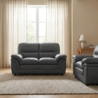 Verona Grey Leather 2+1 Seater Sofa Set – Stylish, Compact, and Built for Everyday Comfort