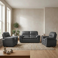 Verona Grey Leather 2+1+1 Seater Sofa Set – Modern Elegance & Everyday Comfort - Furniture Instore