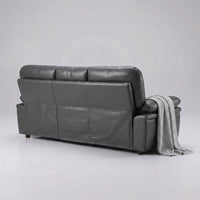 Verona Grey Leather 3 Seater Sofa - Furniture Instore