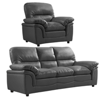 Gray leather recliner and sofa set