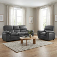 Verona Grey Leather 3+1 Seater Sofa Set – Modern Comfort with a Stylish Touch - Furniture Instore