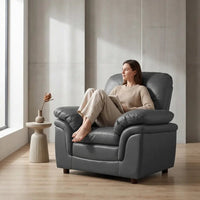 Verona Grey Leather Armchair - Furniture Instore