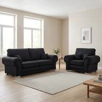 Verona High Back Black Fabric 3+1 Seater Sofa Set - Furniture Instore