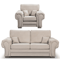 Verona high back cream fabric 3+1 sofa set, front facing on a white background