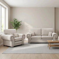 Verona High Back Cream Fabric 3+1 Seater Sofa Set - Furniture Instore
