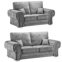 Verona High Back Grey 3+2 sofa set front facing on white background