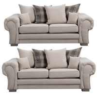 Verona scatter back grey 3+3 sofa set displayed front facing on a plain white background, showing