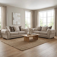 Verona Scatter Back Cream Fabric 3+3 Seater Sofa Set - Furniture Instore