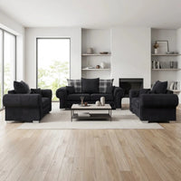 Verona Scatter Black Fabric 3+1+1 Seater Sofa Set - Furniture Instore