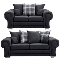 Verona scatter back black 3+2 sofa set displayed front facing on a plain white background, showing