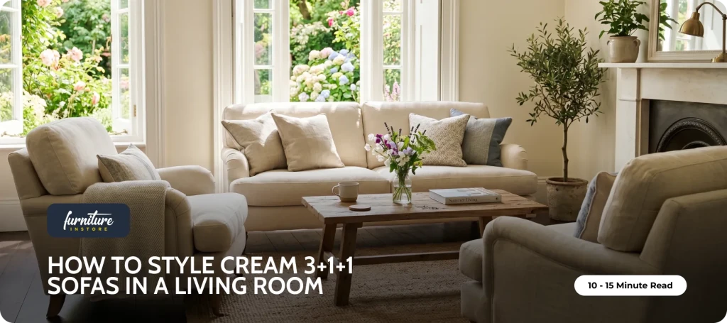How to Style Cream 3+1+1 Sofas in a Living Room - Furniture Instore