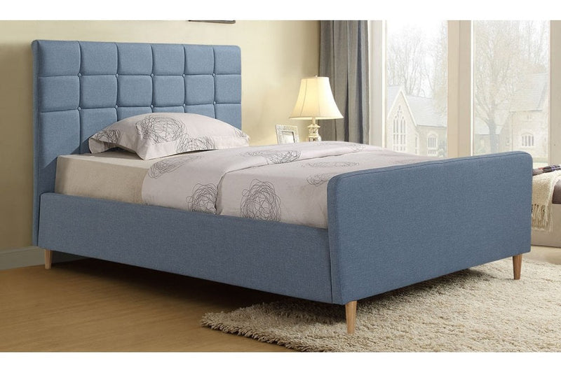 Sienna Light Blue Fabric King Bed - Furniture Instore