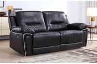 Henry Black Leather Electric Recliner 3 Seater Sofa - view 2 - Furniture Instore