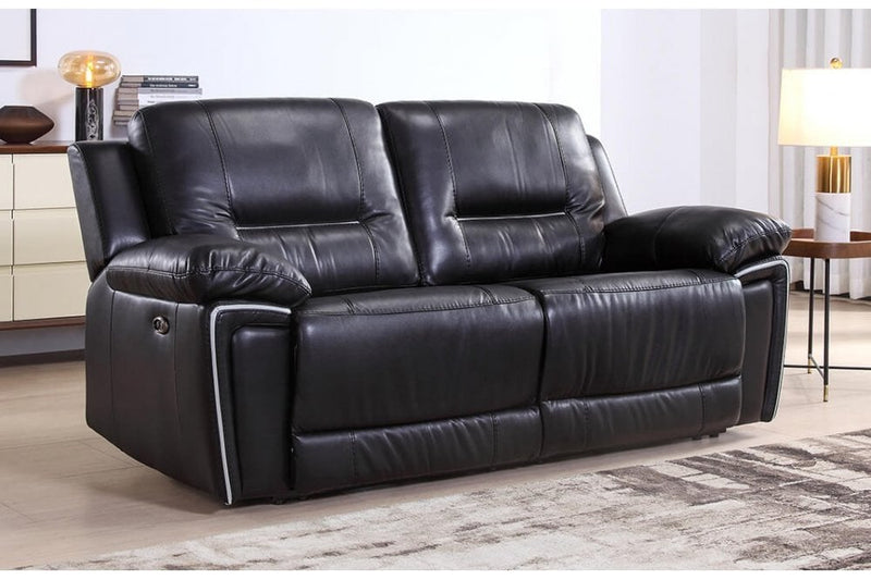 Henry Black Leather Electric Recliner 3 Seater Sofa - view 2 - Furniture Instore