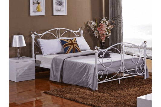 Florence White Metal Small Double Bed - Furniture Instore
