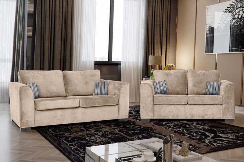Nancy Beige Fabric 3 Seater Sofa - Furniture Instore