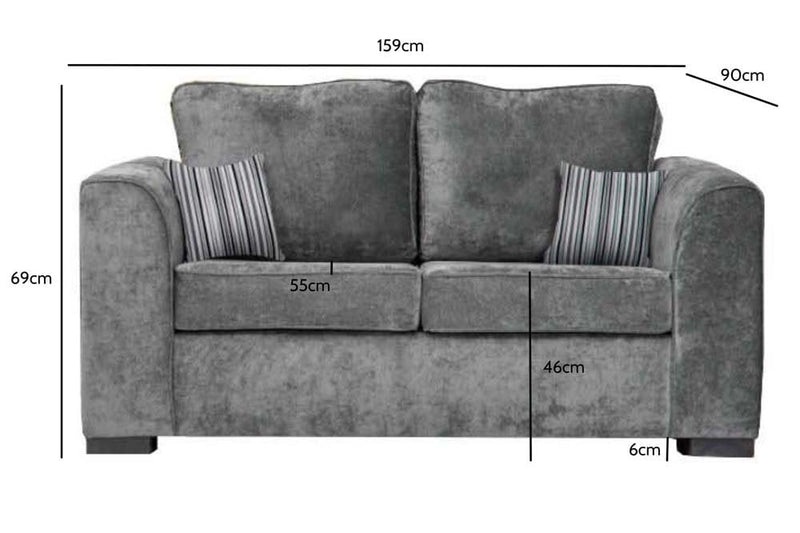 Nancy Grey Fabric 2 Seater Sofa - Furniture Instore