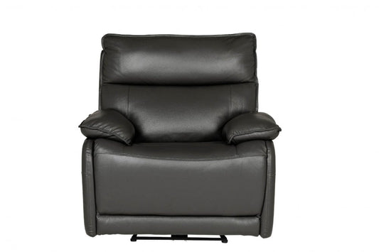 Turin Genuine Leather Grey Electric Power Recliner Armchair - Furniture Instore